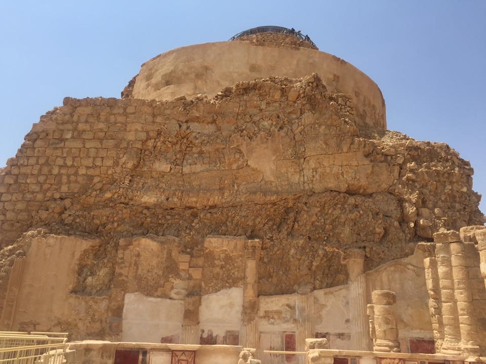 palace ruins built into the rocks in Masada, Palestine. 